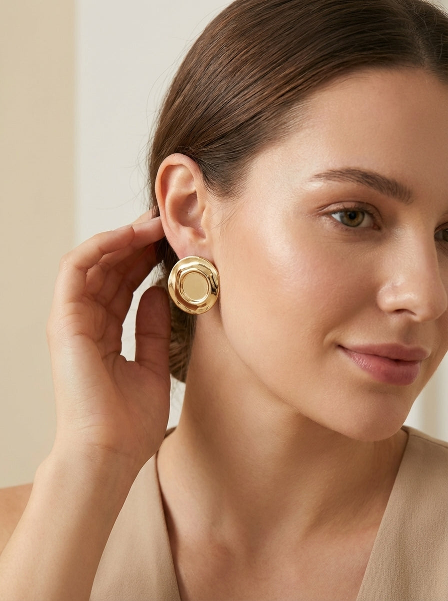 Aretes En Sombrero Dorados Elegantes ✨