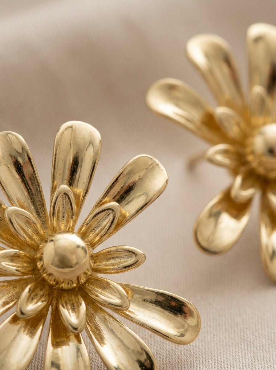 Aretes En Flor Dorados Elegantes ✨