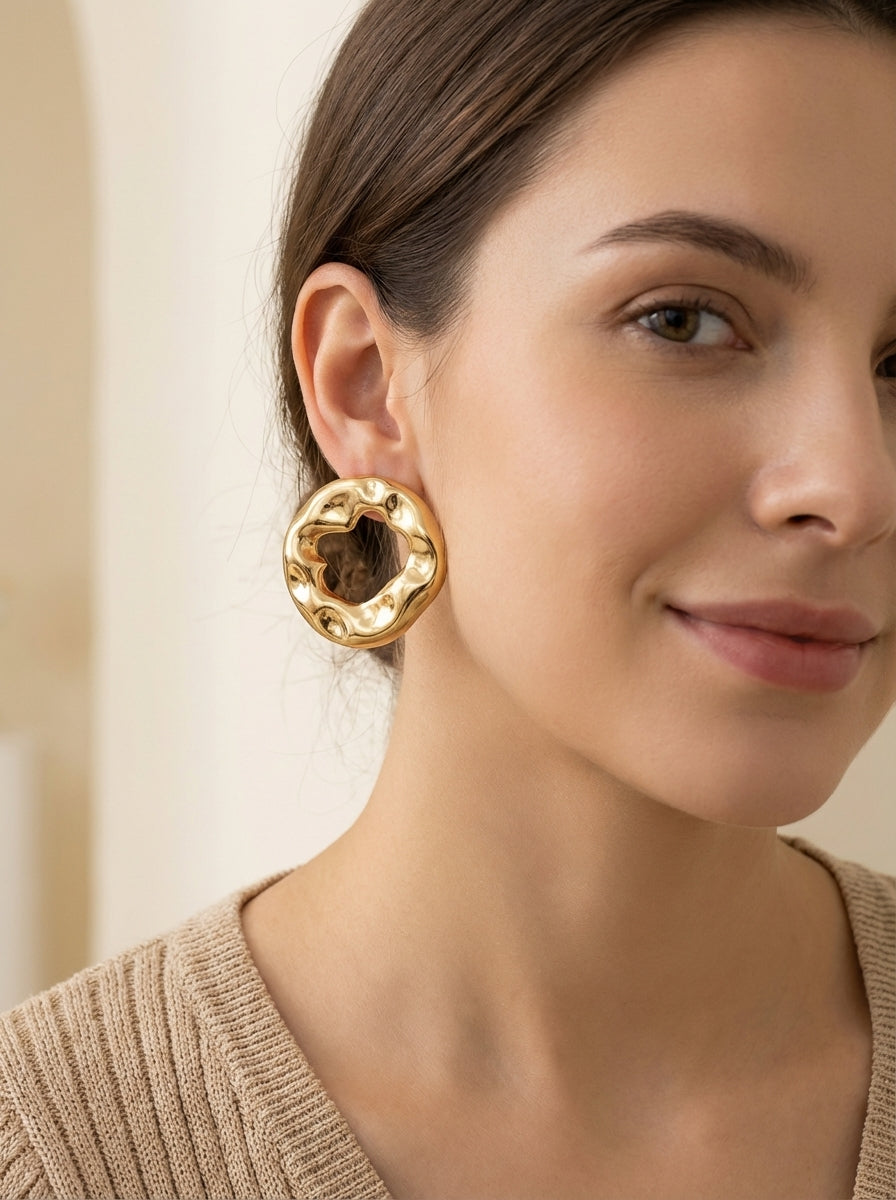 Aretes En Dona Dorados Elegantes ✨