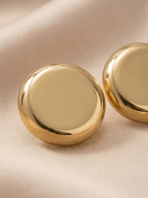 Aretes Boton Dorados Elegantes ✨