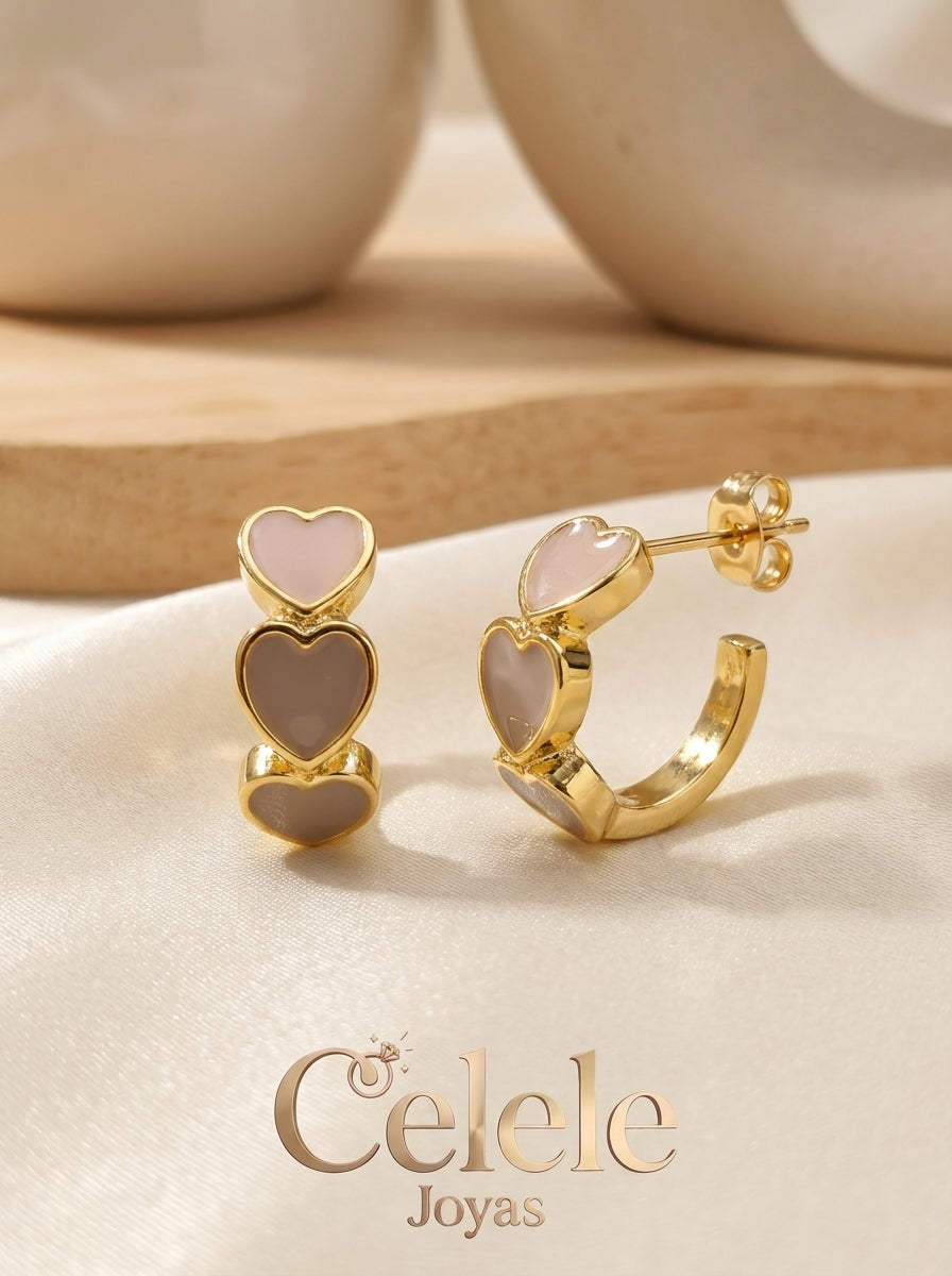 💎 Candongas Esmaltadas Elegantes Corazón | Acabado Dorado Premium
