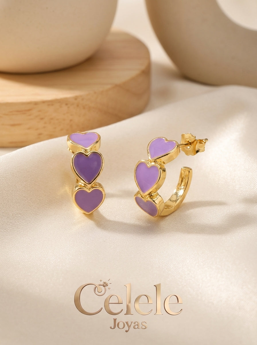 💎 Candongas Esmaltadas Elegantes Corazón | Acabado Dorado Premium