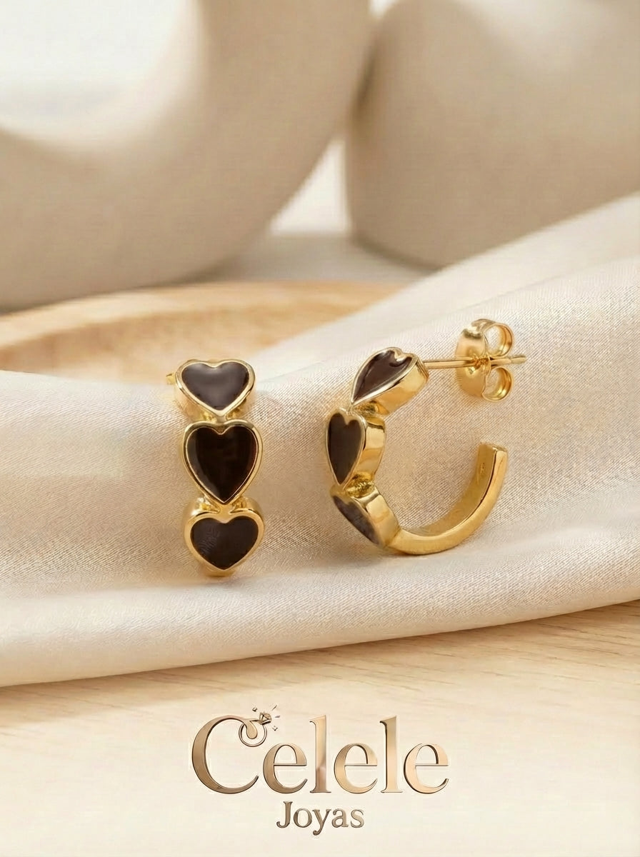 💎 Candongas Esmaltadas Elegantes Corazón | Acabado Dorado Premium