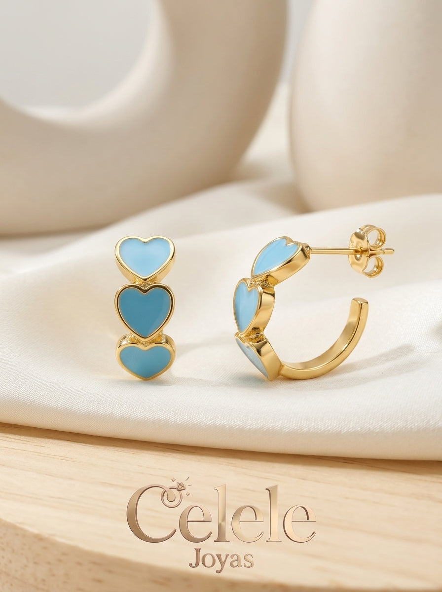 💎 Candongas Esmaltadas Elegantes Corazón | Acabado Dorado Premium