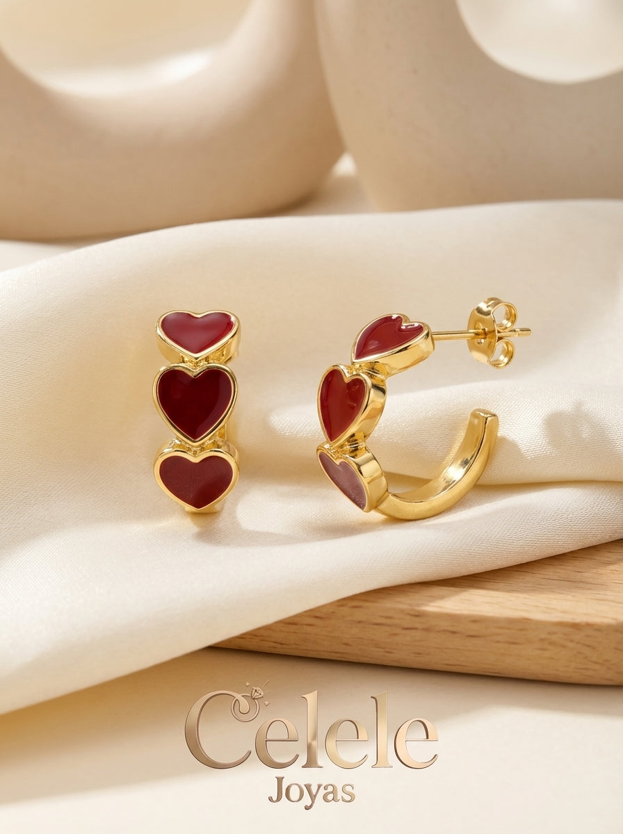💎 Candongas Esmaltadas Elegantes Corazón | Acabado Dorado Premium