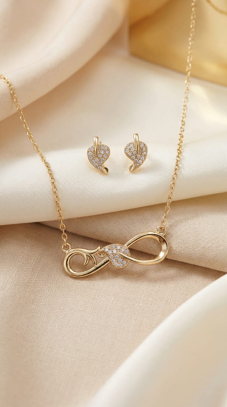 Juego de Aretes y Collar en Rodio – Diseño Elegante⭐