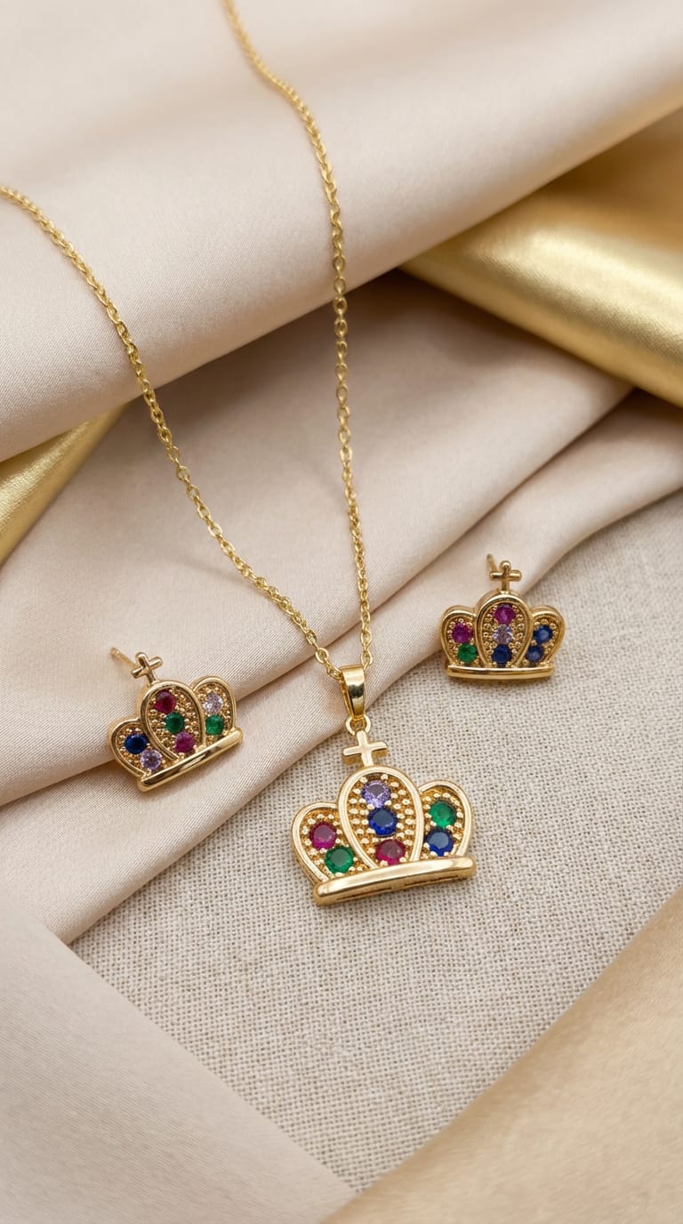 Juego de Aretes y Collar en Rodio – Diseño Elegante⭐