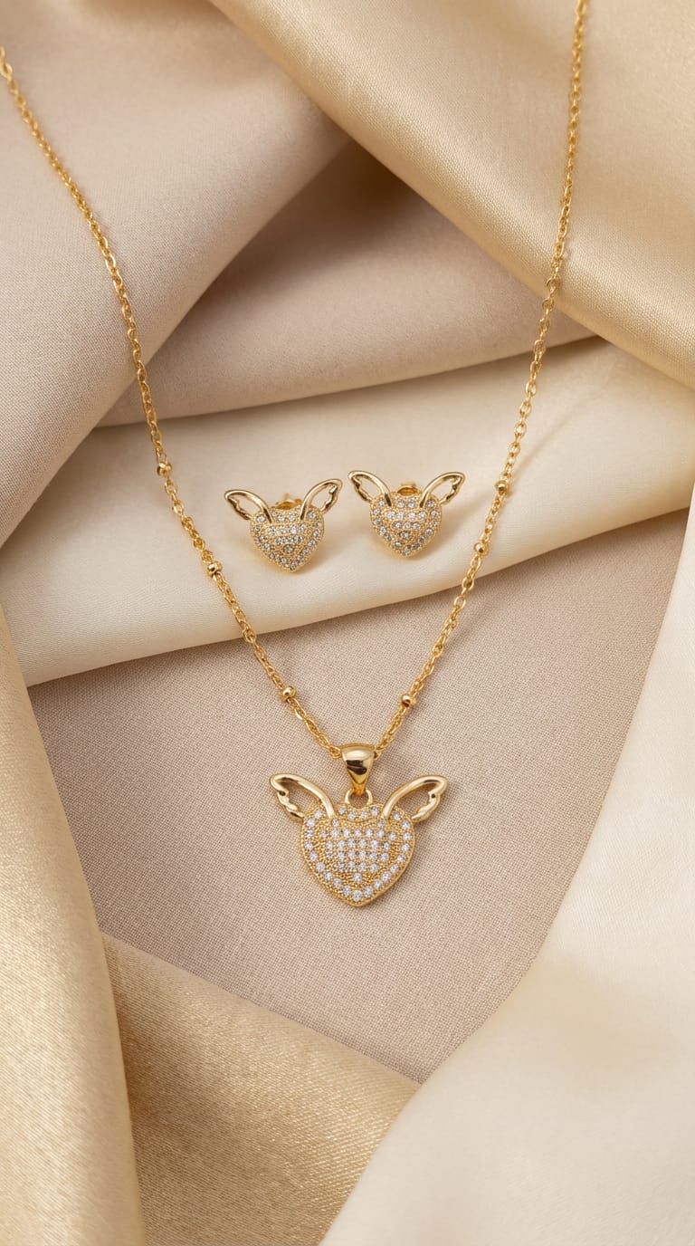 Juego de Aretes y Collar en Rodio – Diseño Elegante⭐