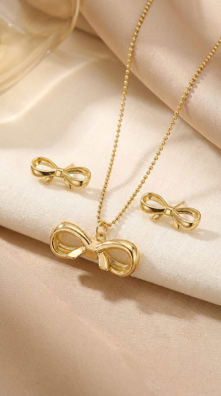 Juego de Aretes y Collar en Rodio – Diseño Elegante⭐