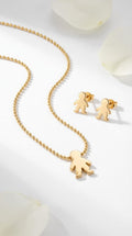 Juego de Aretes y Collar en Rodio – Diseño Elegante Minimalista