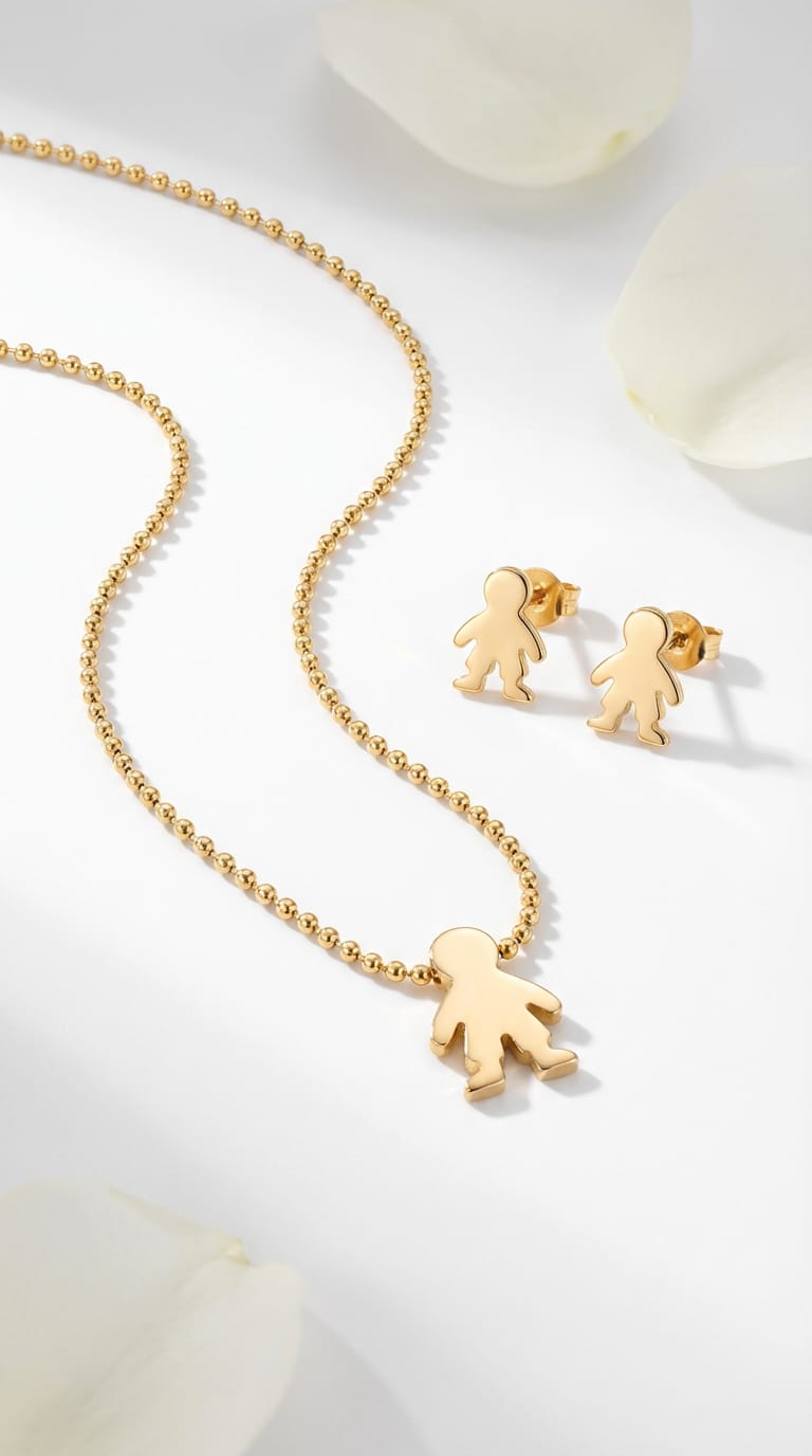 Juego de Aretes y Collar en Rodio – Diseño Elegante Minimalista