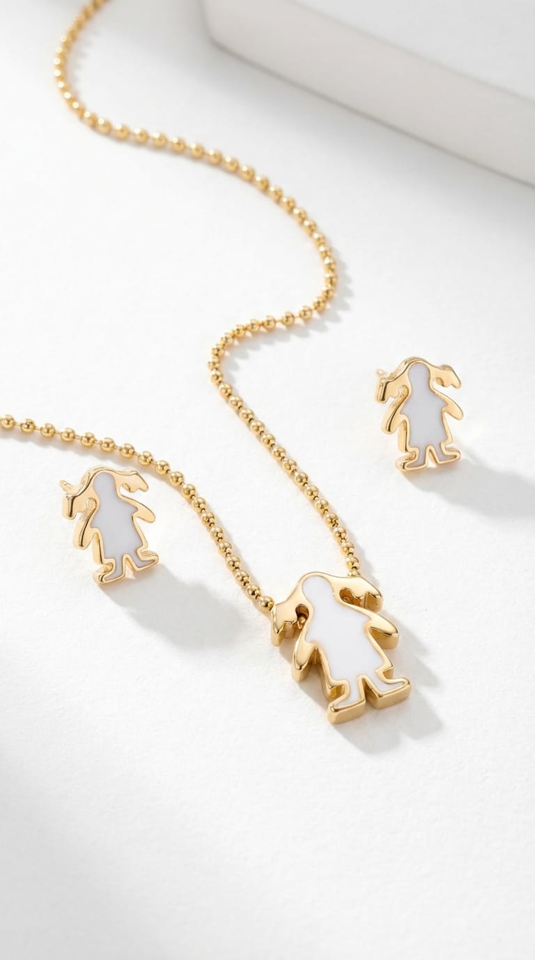 Juego de Aretes y Collar en Rodio – Diseño Elegante Minimalista
