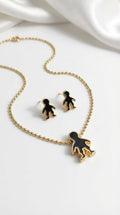 Juego de Aretes y Collar en Rodio – Diseño Elegante Minimalista