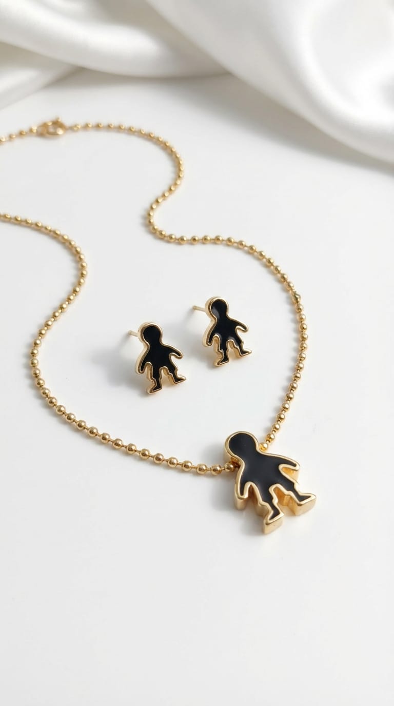 Juego de Aretes y Collar en Rodio – Diseño Elegante Minimalista