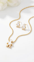 Juego de Aretes y Collar en Rodio – Diseño Elegante Minimalista