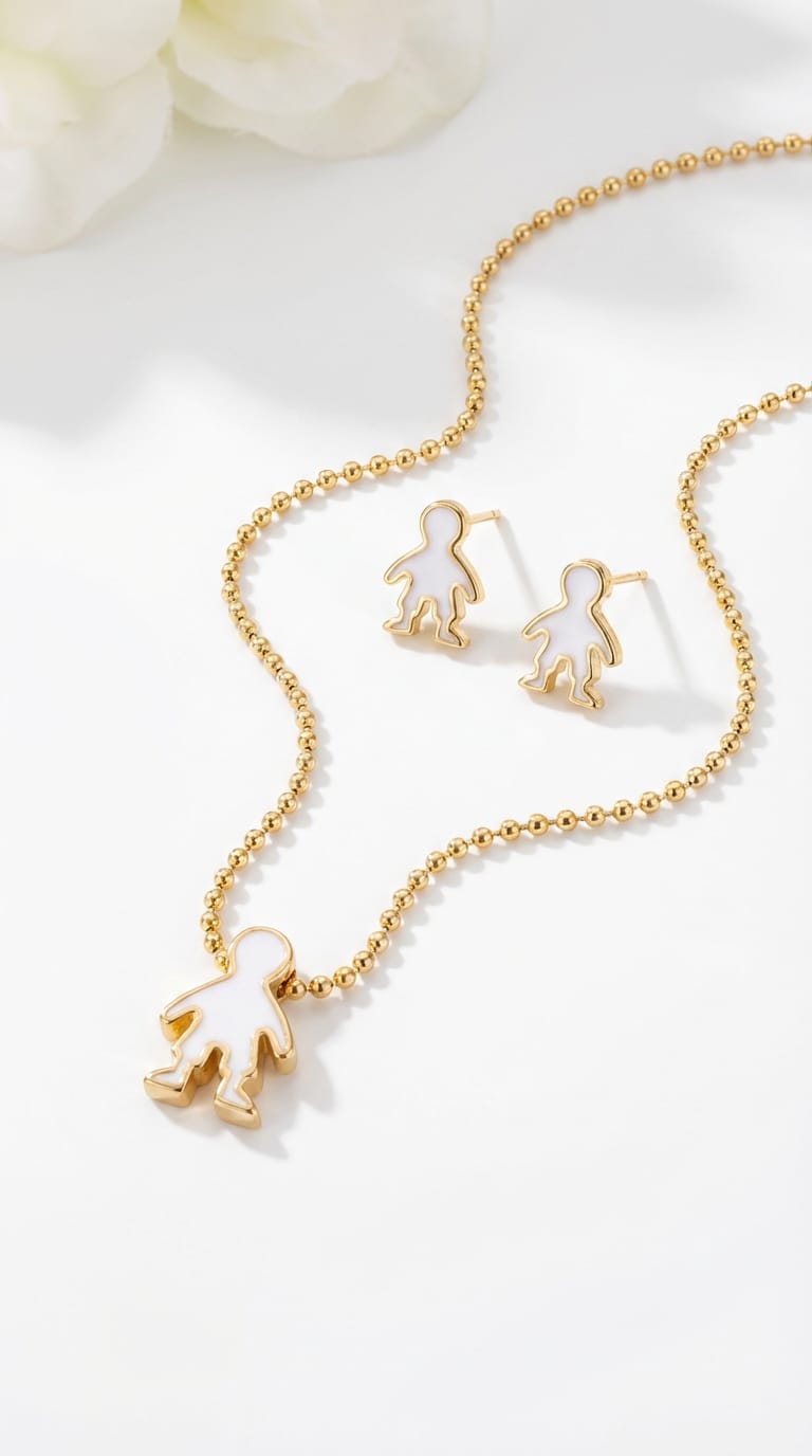Juego de Aretes y Collar en Rodio – Diseño Elegante Minimalista