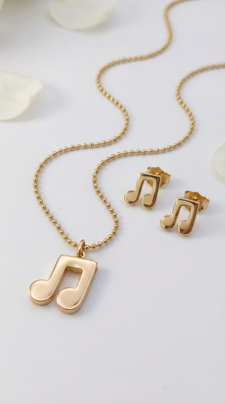 Juego de Aretes y Collar en Rodio – Diseño Elegante Minimalista
