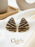 Aretes Hoja Café Esmaltada Dorada Elegante ✨