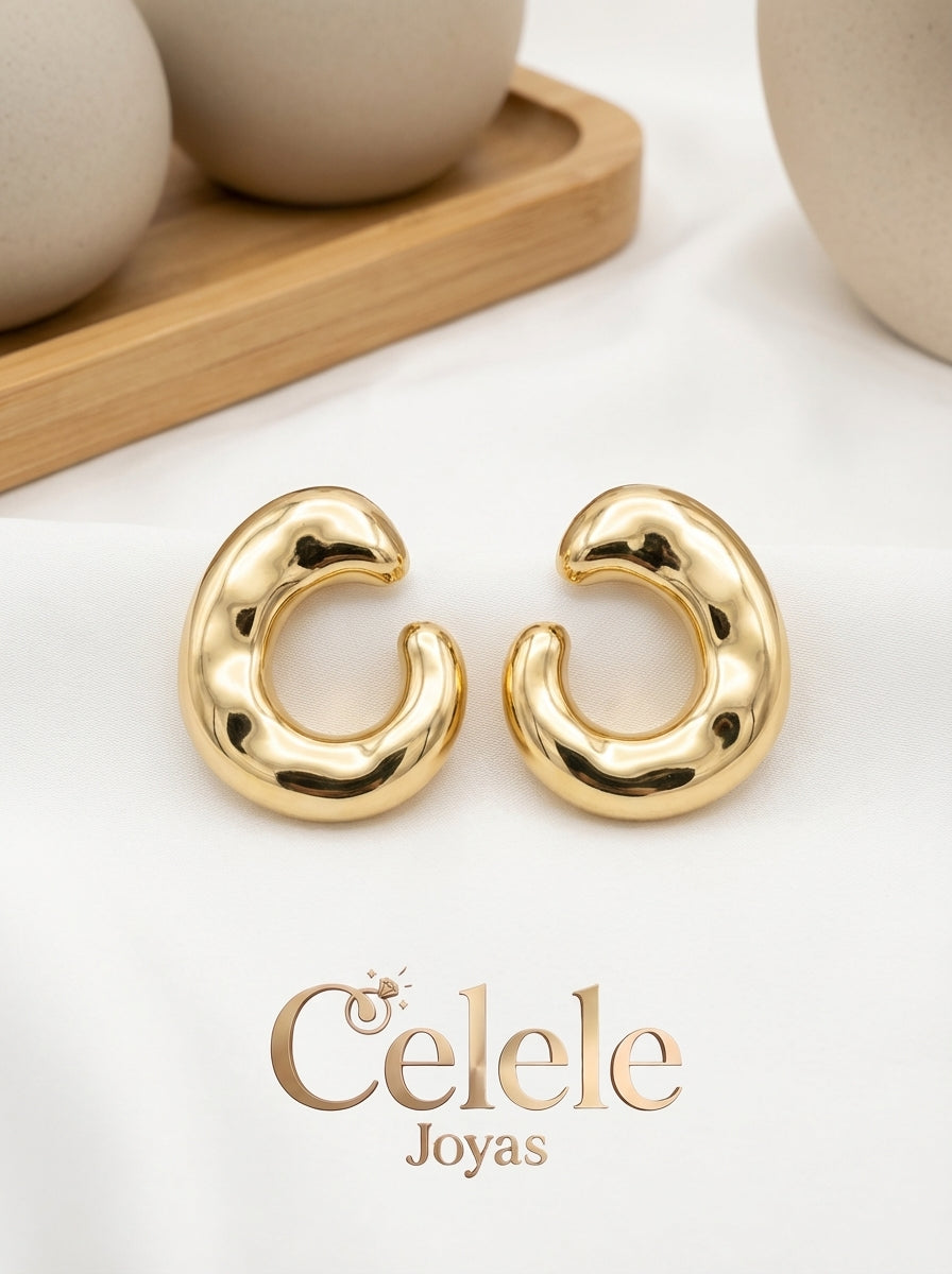 Aretes Aro Chunky Dorados Elegantes ✨