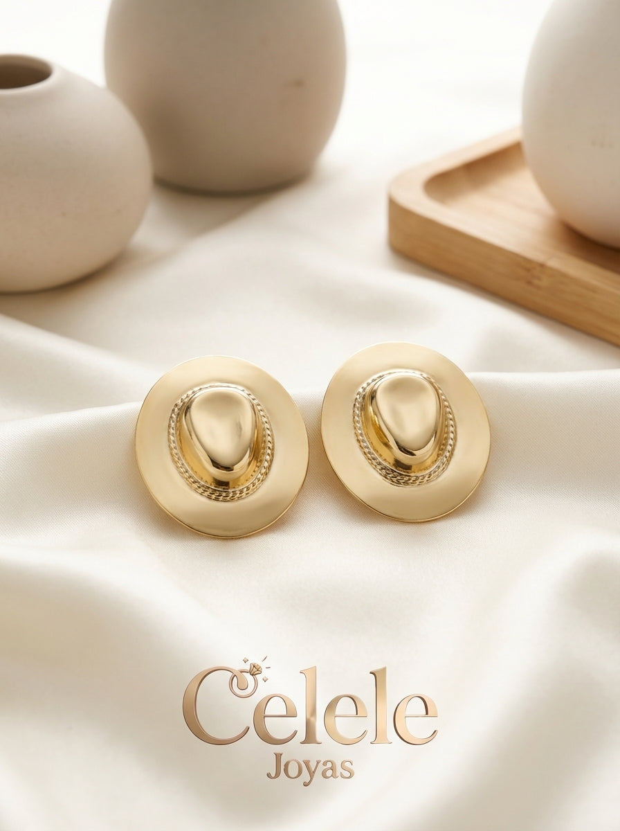 Aretes Sombrero Dorados Elegantes ✨