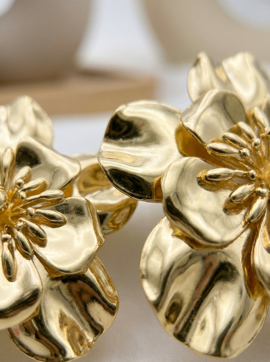 Maxi aretes Flor  Dorados Elegantes ✨