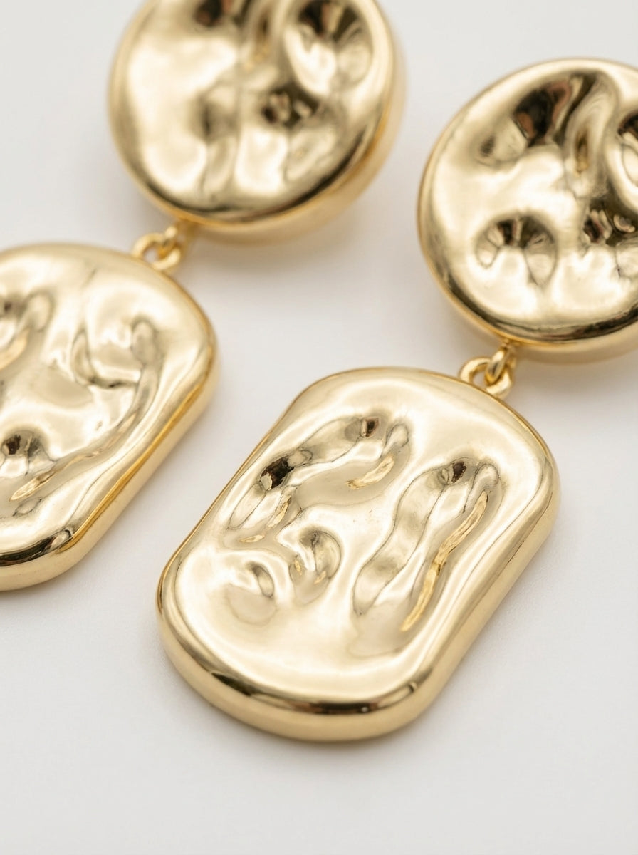 Maxi aretes Martillado Corazón Dorados Elegantes ✨