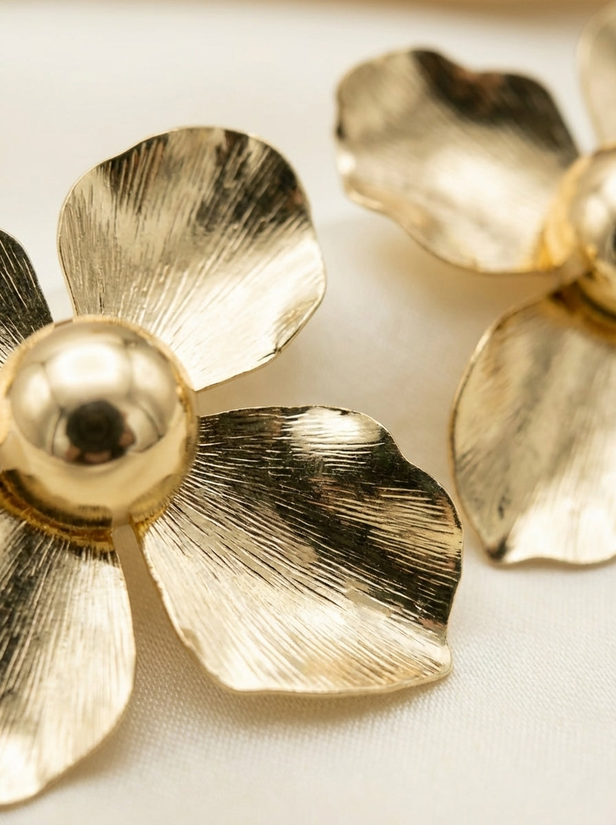 Maxi aretes Flor Dorados Elegantes ✨