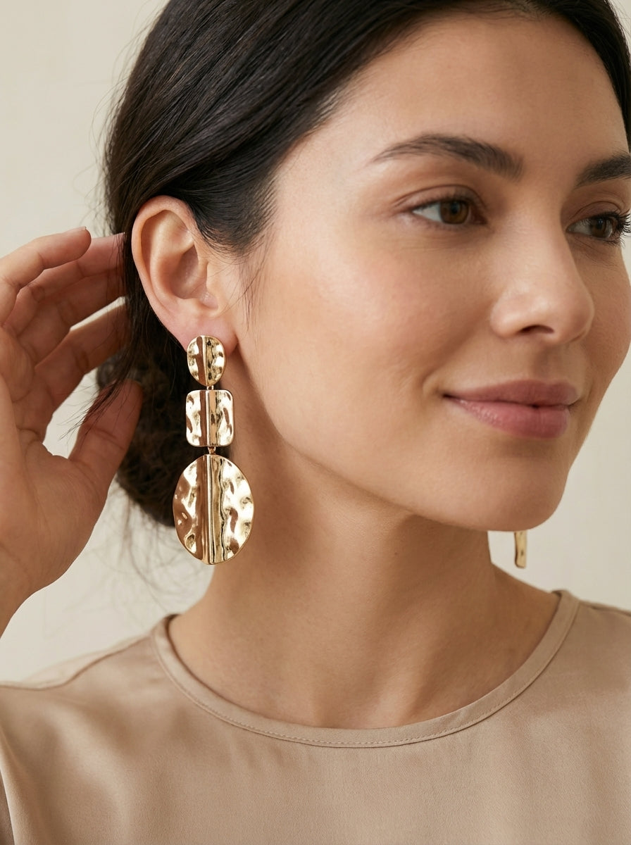 Maxi aretes Largos Dorados Elegantes ✨