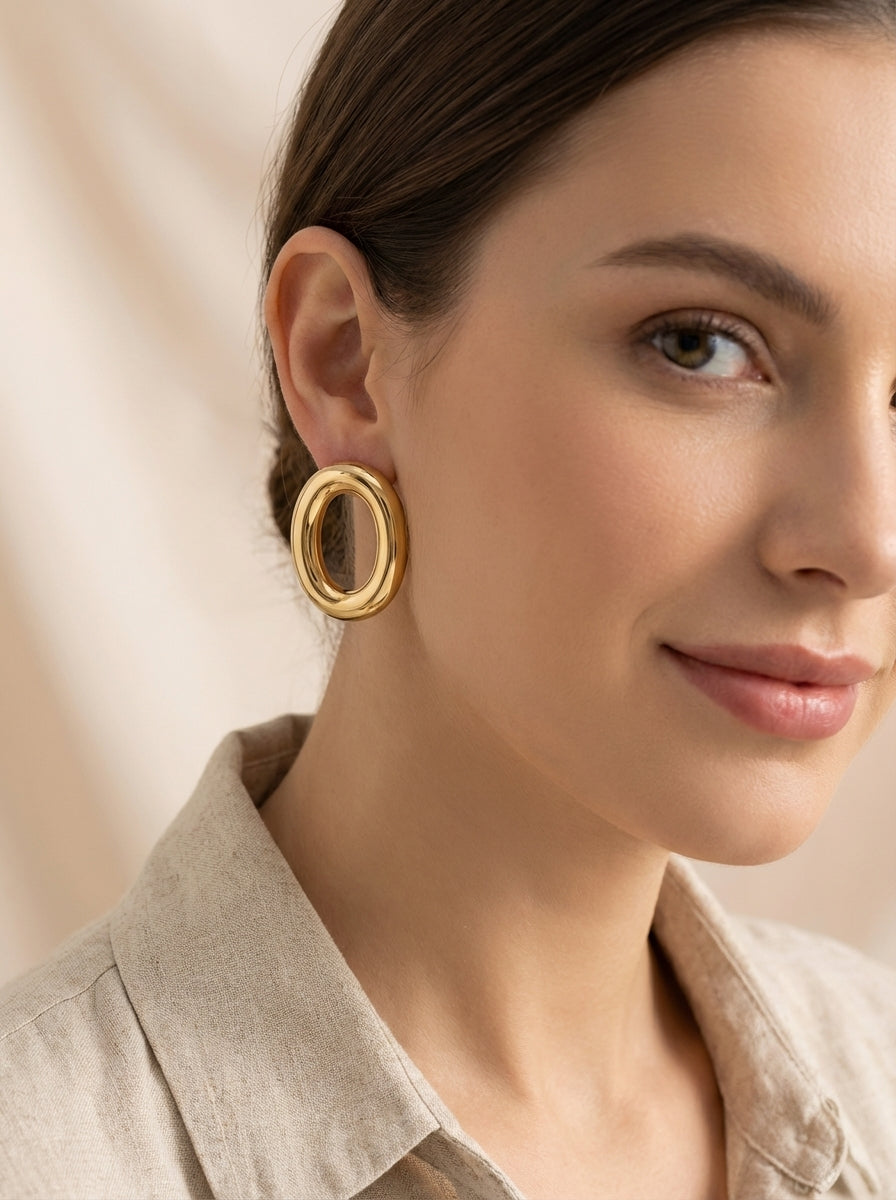 Maxi aretes Ovalo Dorados Elegantes ✨