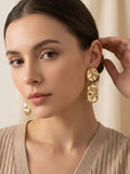 Maxi aretes Martillado Corazón Dorados Elegantes ✨
