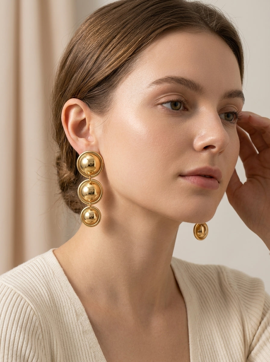Maxi aretes Largos Dorados Elegantes ✨