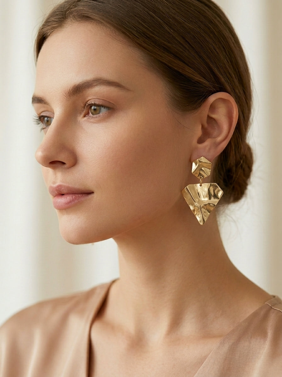 Maxi aretes Triangulo  Dorados Elegantes ✨