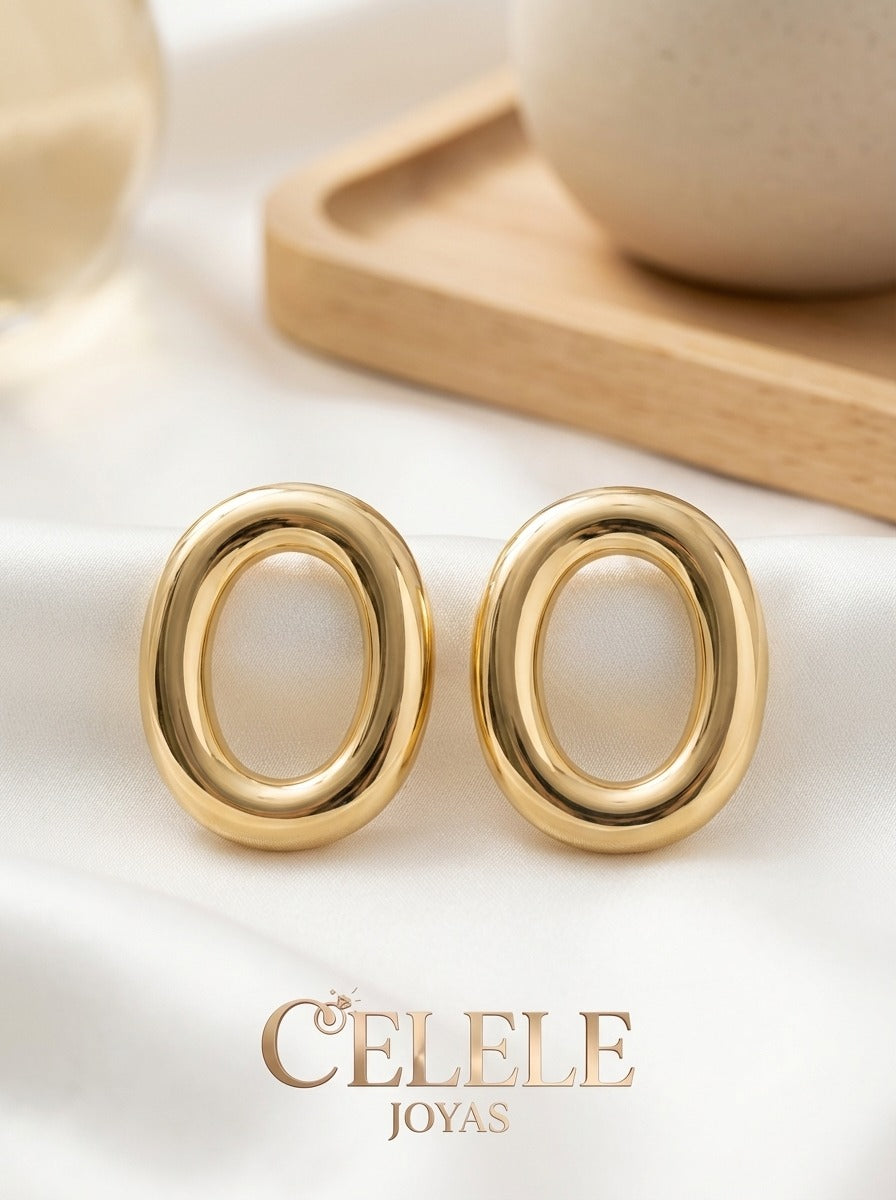 Maxi aretes Ovalo Dorados Elegantes ✨