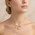 Set Collar + Aretes En Rodio
