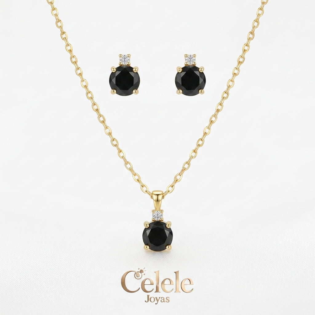 Set Collar + Aretes En Rodio