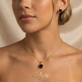 Set Collar + Aretes En Rodio